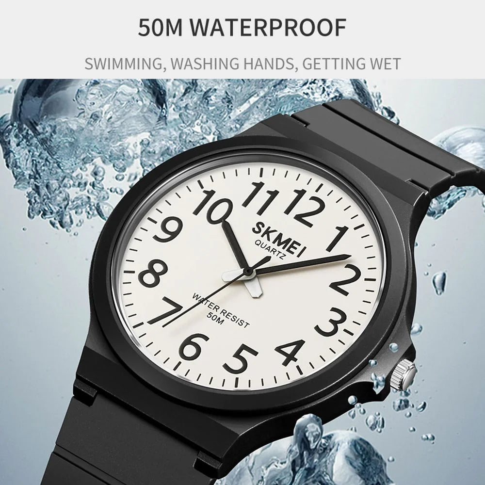 SKMEI 2108 Minimalism Quartz Watch 50m Waterproof Fashion Wrist Watch - Black / White / Black - 2