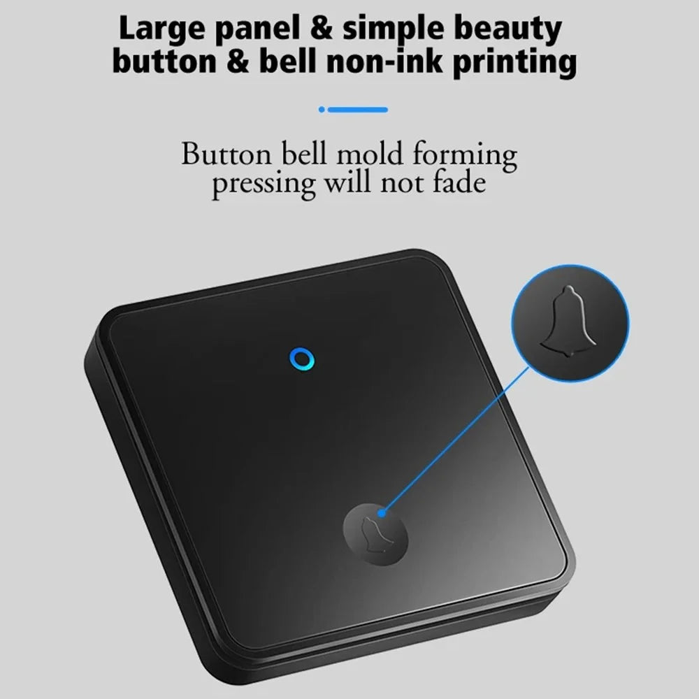 CACAZI FA88 Adjustable Volume Door Bell Kit Type 86 Big Panel Button Wireless Doorbell with 1 Transmitter+1 Receiver - Black / UK Plug - 5