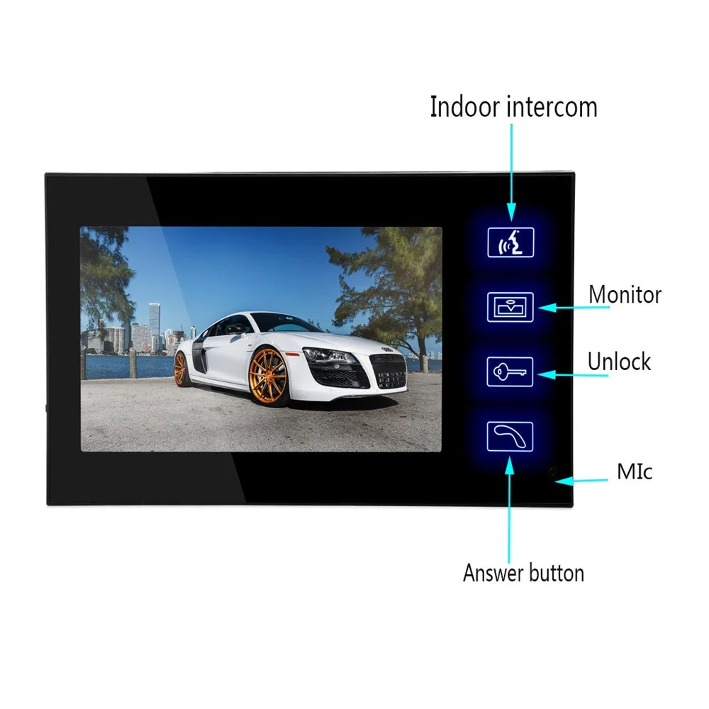 806FC12 EU Plug 7" Wired Intercom Video Doorbell System 1 Camera+2 Monitor - 6