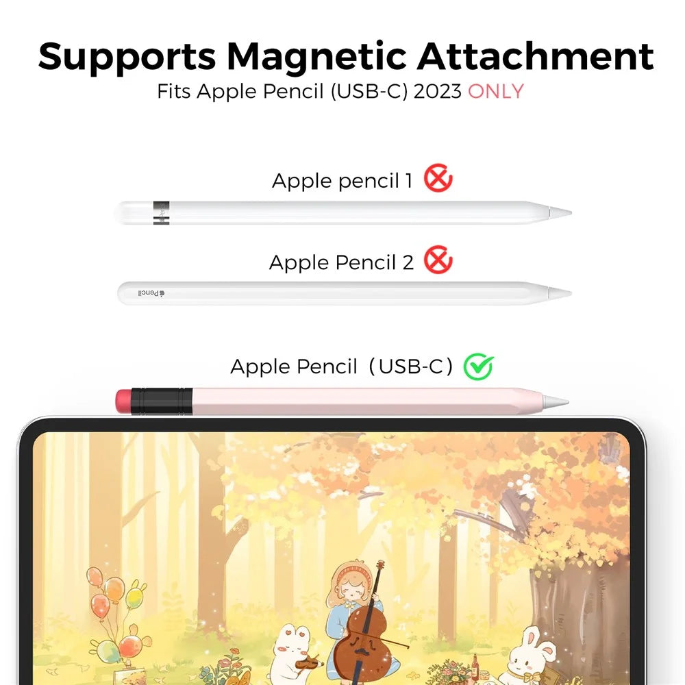 AHASTYLE PT180-3 For Apple Pencil (USB-C) Stylus Pen Soft Silicone Sleeve - Pink - 2