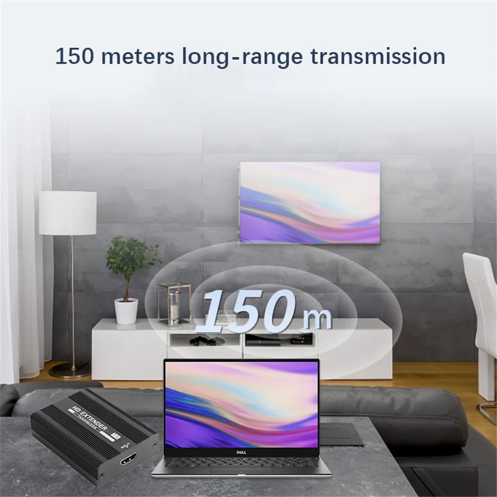 MEASY ET1815 150m HD Extender with POE Function, Transmitter + Receiver Set - US Plug - 3