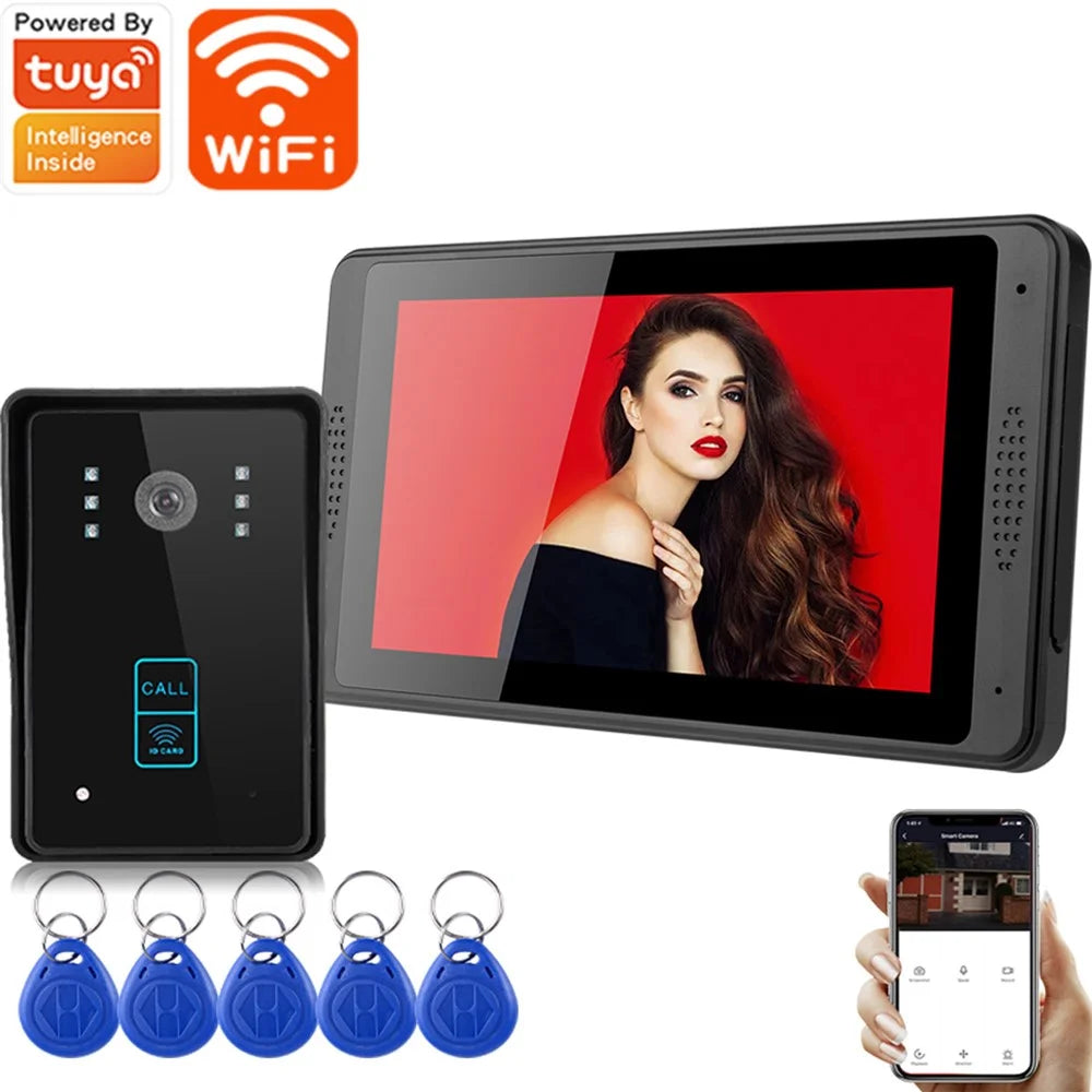 702MJID11 7-inch Monitor Tuya App WiFi Doorbell RFID Card Unlock 1080P HD Video Doorbell, EU Plug - 2