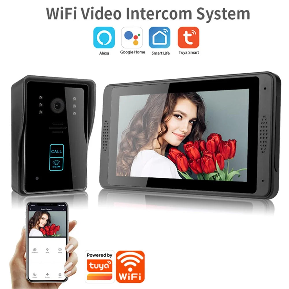 702MJID11 7-inch Monitor Tuya App WiFi Doorbell RFID Card Unlock 1080P HD Video Doorbell, EU Plug - 3