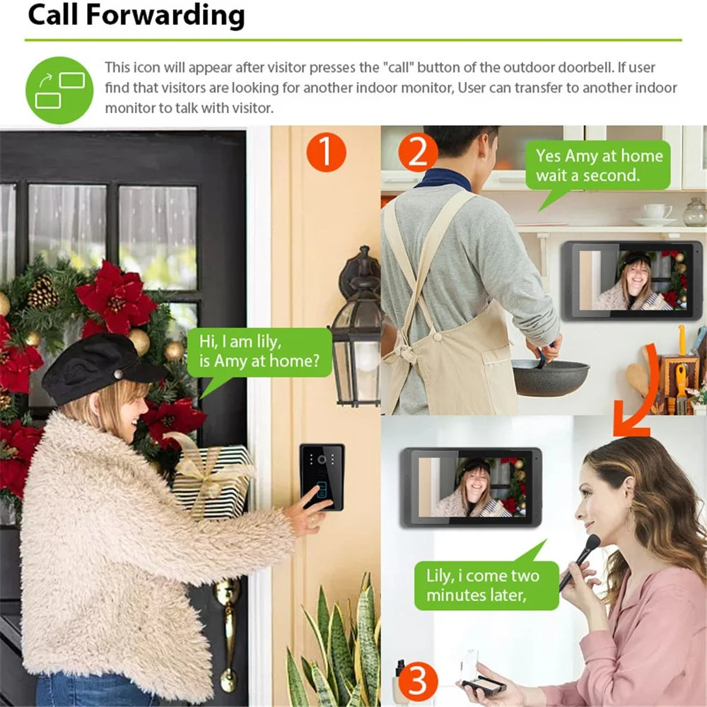 702MJID11 7-inch Monitor Tuya App WiFi Doorbell RFID Card Unlock 1080P HD Video Doorbell, EU Plug - 7