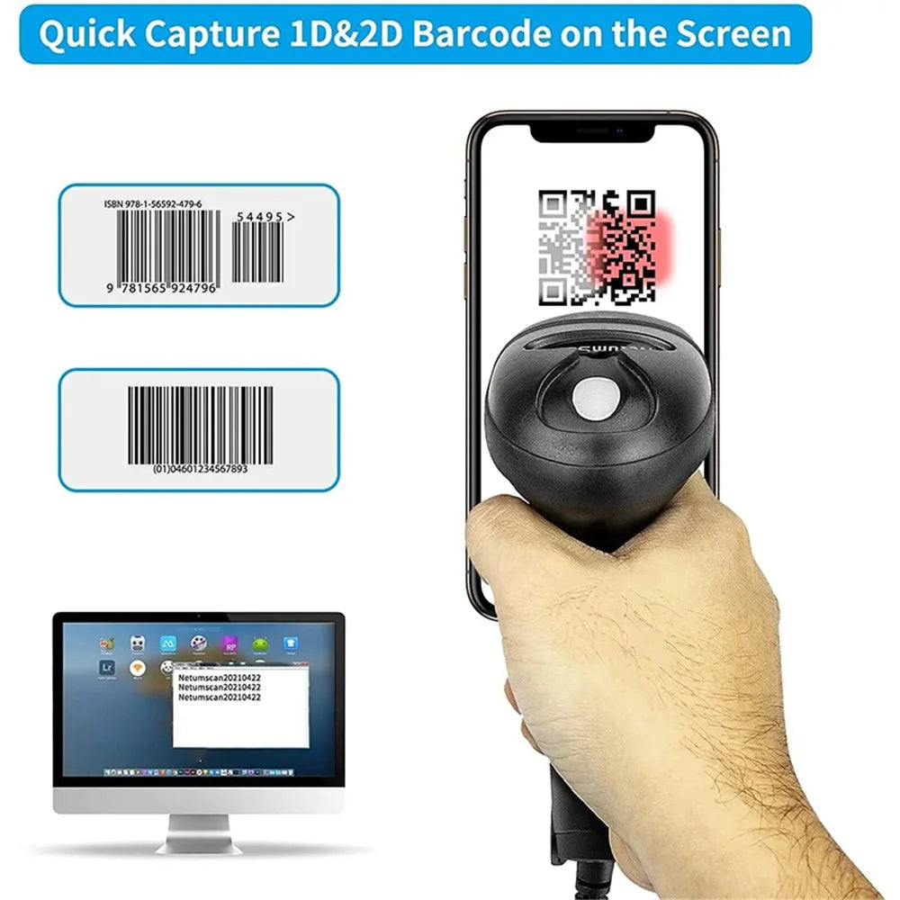 NETUM L5 Handheld USB Wired QR Barcode Reader Bar Code Scanner for Retails, Warehouse - 2