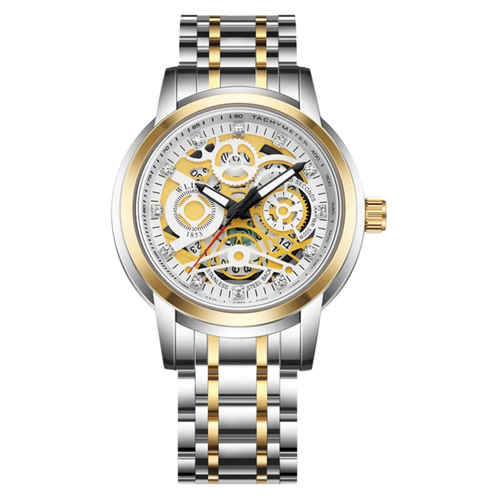 WLISTH S518 Men's Sports Quartz Watch Life Waterproof Luminous Wrist Bracelet - Gold - 1