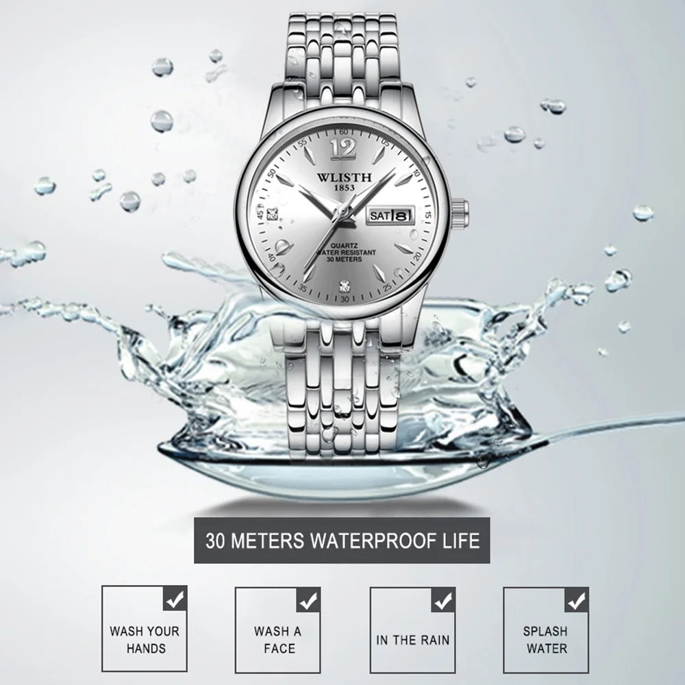 WLISTH S507 Waterproof Bracelet Calendar Date Week Display Quartz Watch - Rose Gold+White / For Women - 3