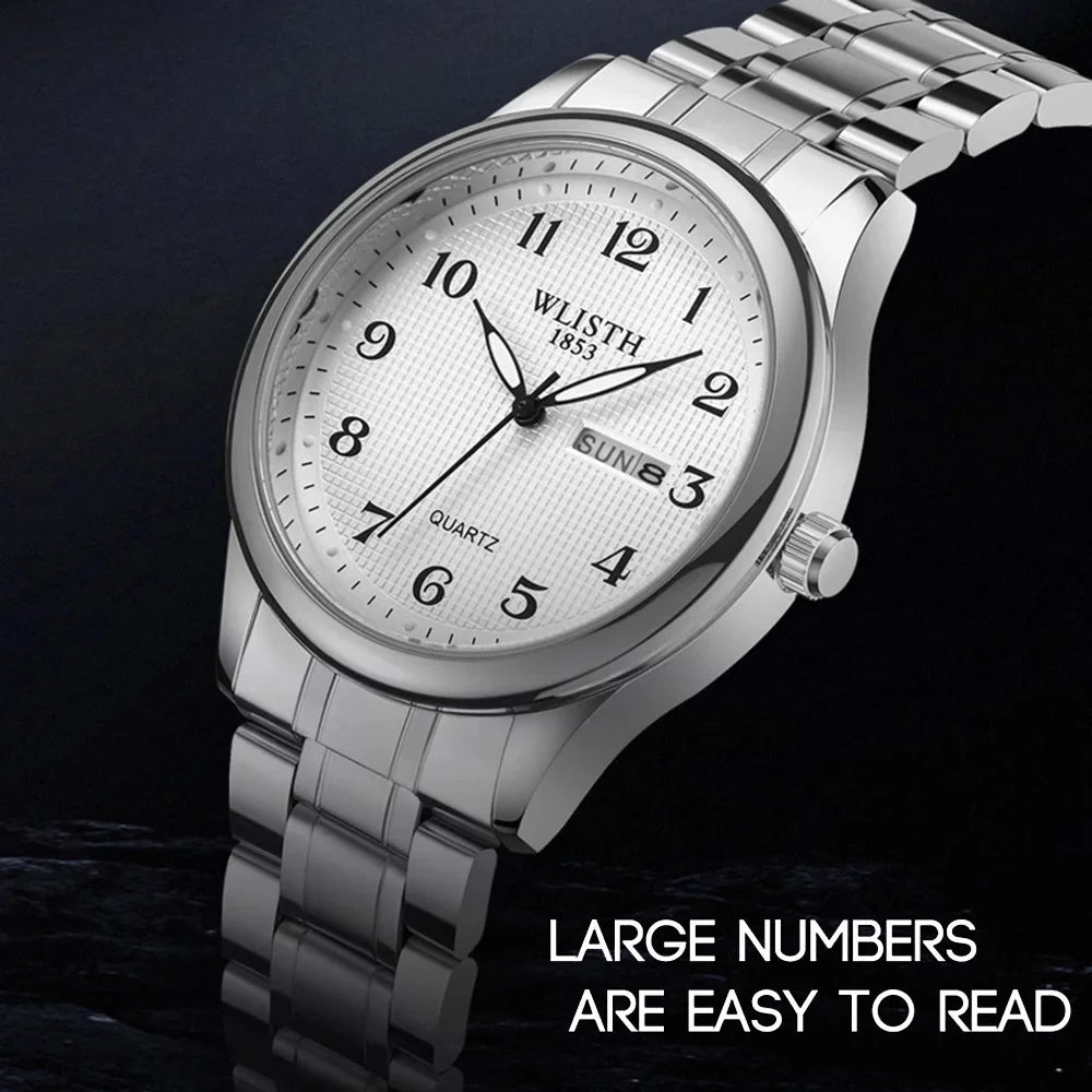 WLISTH S6150 Quartz Watch Luminous Wrist Bracelet with Stainless Steel Strap - Gold / for Men - 6