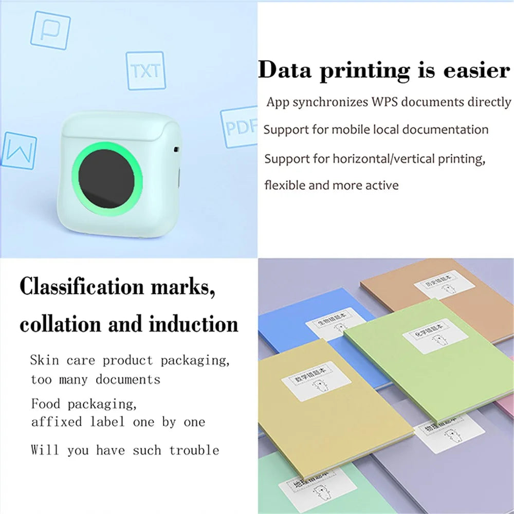 C22 Multifunctional Pocket Thermal Printer Bluetooth-compatible Label Maker, Standard Version - White - 5