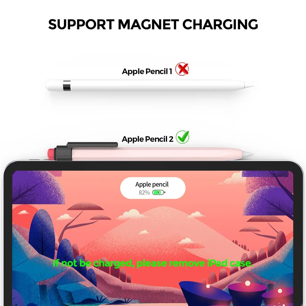 AHASTYLE PT180-2-K For Apple Pencil Pro / Pencil (2nd Generation) Retro Silicone Sleeve Stylus Pen Protective Cover - Pink - 2