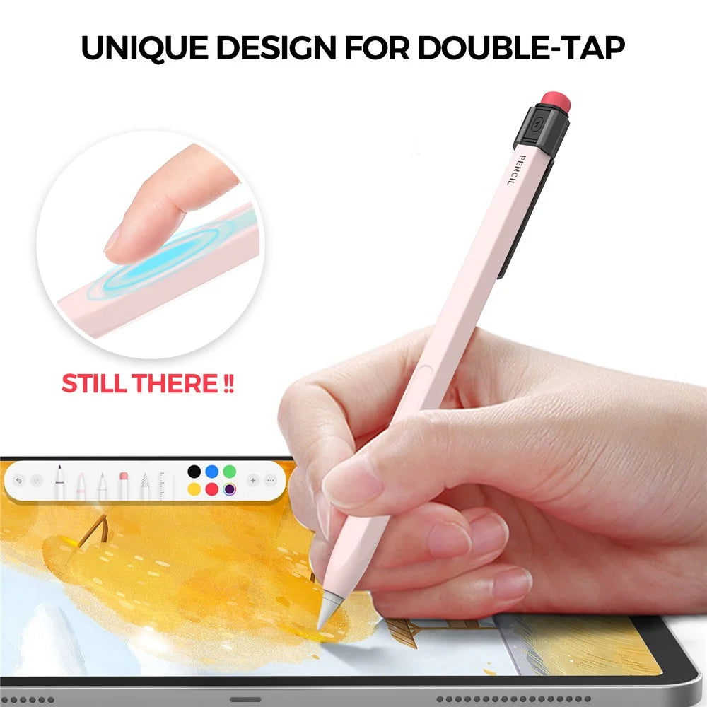 AHASTYLE PT180-2-K For Apple Pencil Pro / Pencil (2nd Generation) Retro Silicone Sleeve Stylus Pen Protective Cover - Pink - 3