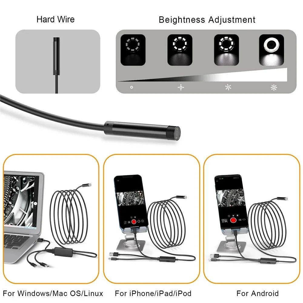 NK-5001Pro USB / Type-C / iP 3-in-1 200W 5.5mm Endoscope 1080P Single Lens Hard Cable Car Inspection Camera - 3