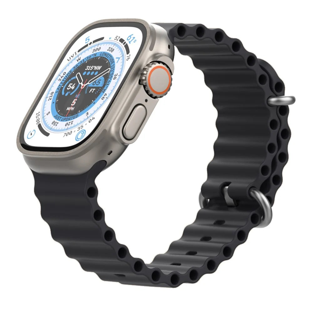 AHASTYLE WG102 Silicone Watch Band for Apple Watch Series 9 8 7 41mm / SE3 SE2 SE 6 5 4 40mm / 3 2 1 38mm - Black - 2