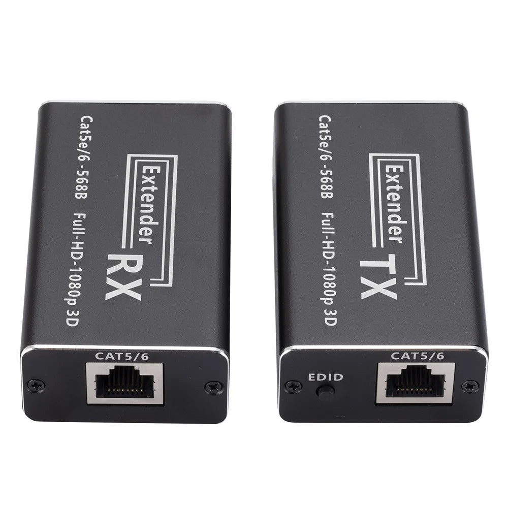 CAT 5 / 6 RJ45 to HD Converter Full HD 1080P Transmitter + Receiver Extender with DC5V Port - US Plug - 4