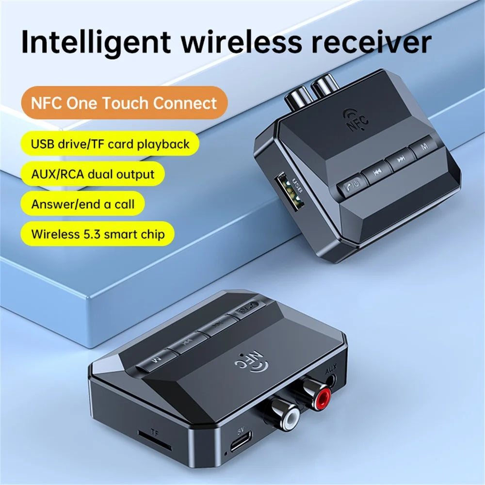 T59 Bluetooth-compatible 5.3 Audio Receiver Stereo Sound Lossless Music NFC Wireless Adapter (CE Certified) - 2