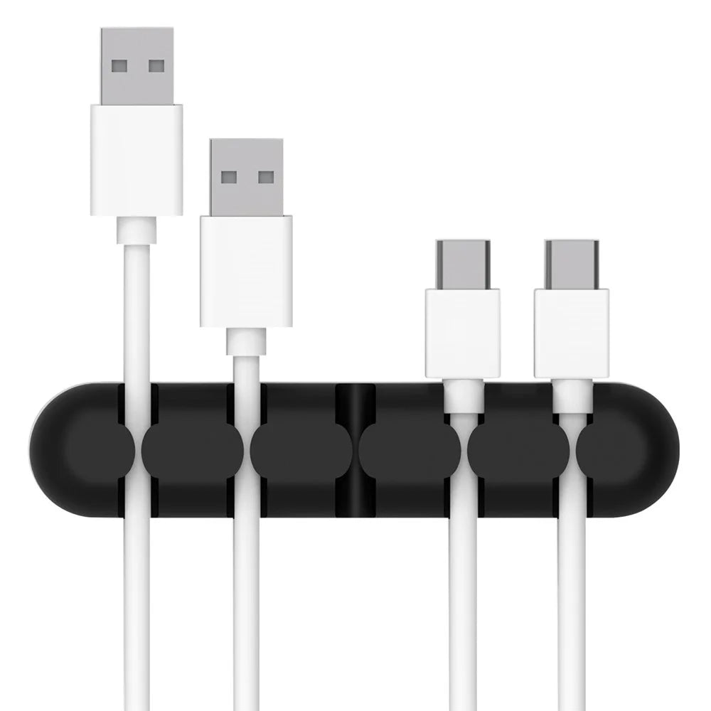 ORICO CBS5 5-slot Self-sticky Stripe Data Cable Audio Cable Silicone Cable Cord Organizer - Black - 1