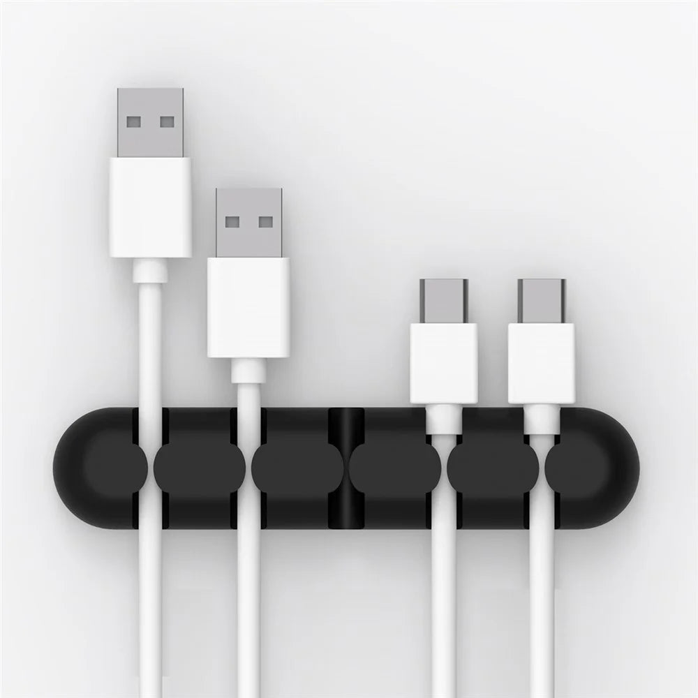 ORICO CBS5 5-slot Self-sticky Stripe Data Cable Audio Cable Silicone Cable Cord Organizer - Black - 4