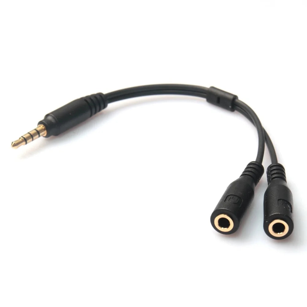 3.5mm Stereo Audio Male to 2 Female Headphone / Mic Splitter Cable Adapter - 1