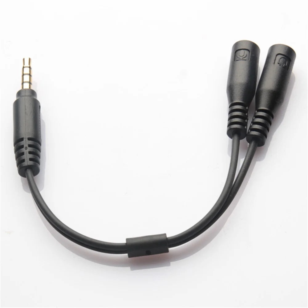 3.5mm Stereo Audio Male to 2 Female Headphone / Mic Splitter Cable Adapter - 3