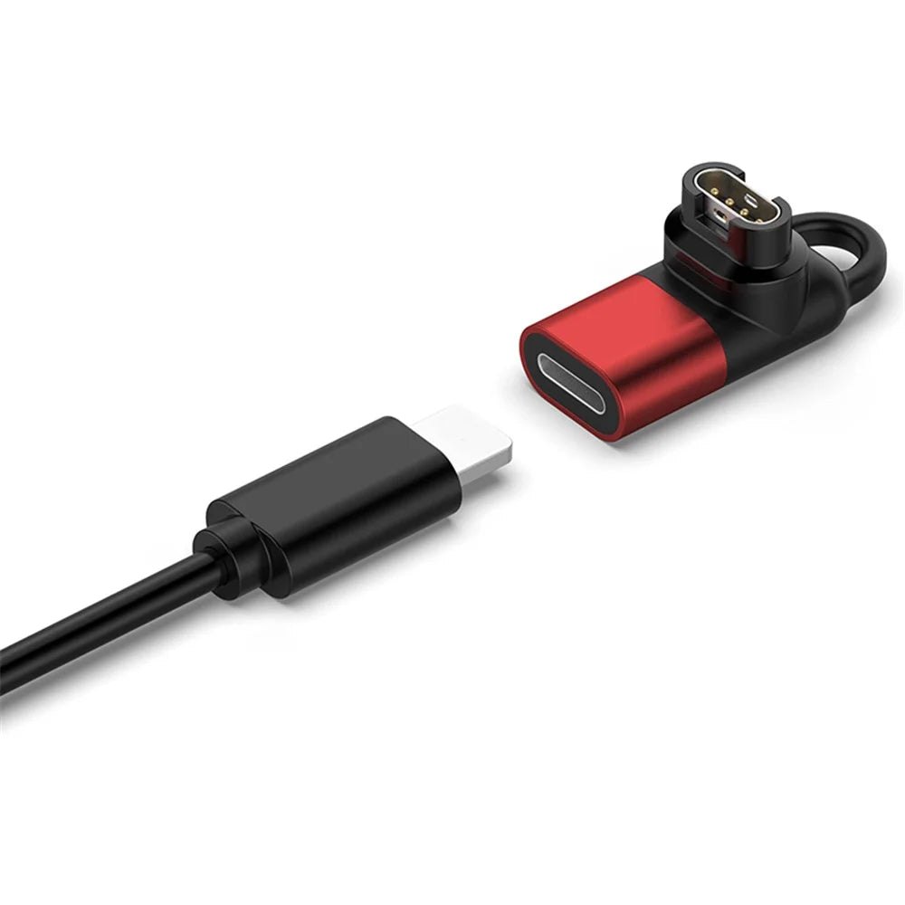 For Garmin Forerunner 255 / 255S 8-Pin Female Converter 90 Degree Elbow Charging Adapter - Red - 6