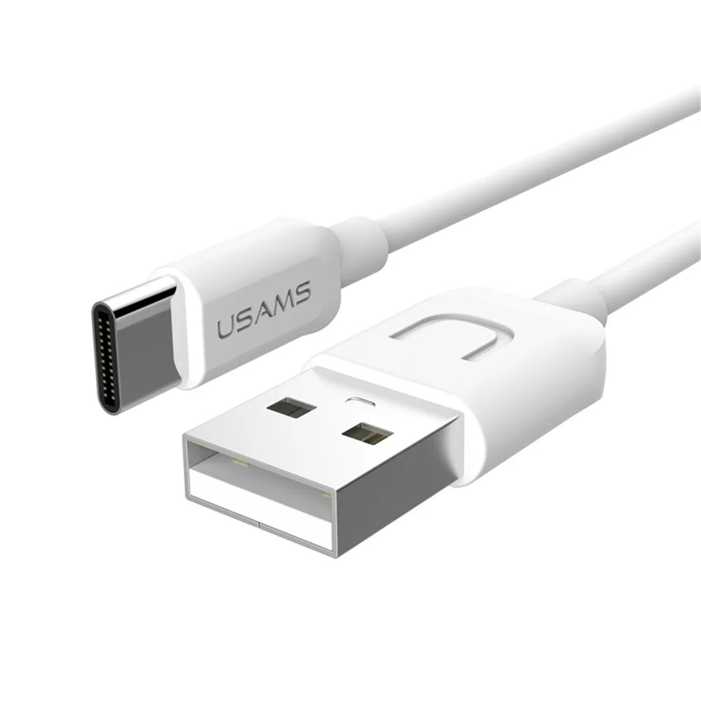 USAMS 1m USB Type-C Data Charging Cord for Huawei Mate 9/Galaxy C9 Pro etc - White - 1