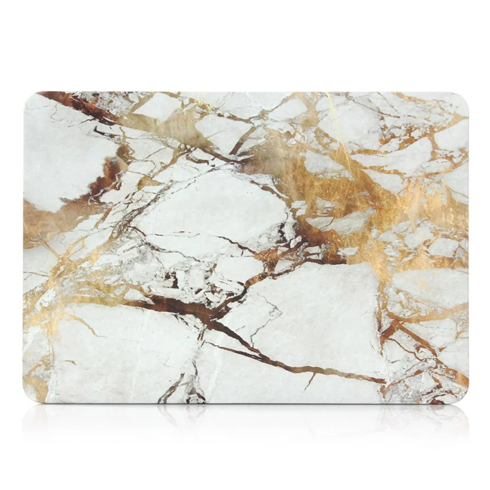 Marble Pattern Hard Plastic Cover for Apple MacBook 12-inch - Gold Color / Grey - 2