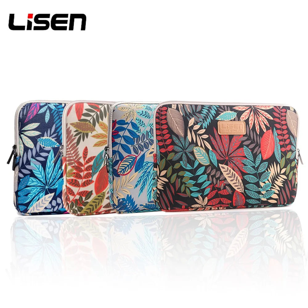 LISEN Colorful Leaves Laptop Sleeve Bag Case for MacBook 12-inch/11-Inch etc, Size: 31 x 21.5 x 1.5cm - Black - 5