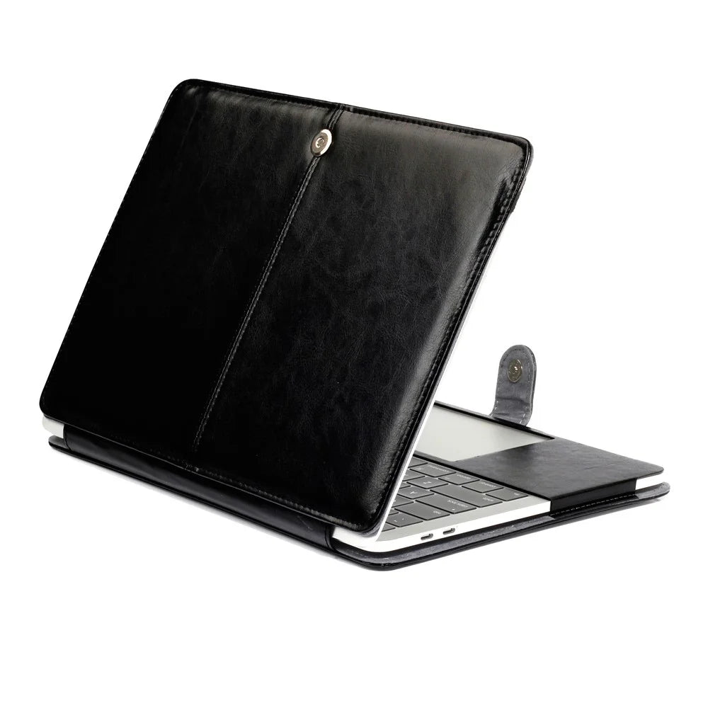 Crazy Horse Leather Case for MacBook Pro 13-inch (2016) A1706/A1708/A1989/A2159/A2251/A2289/A2338 - Black - 1