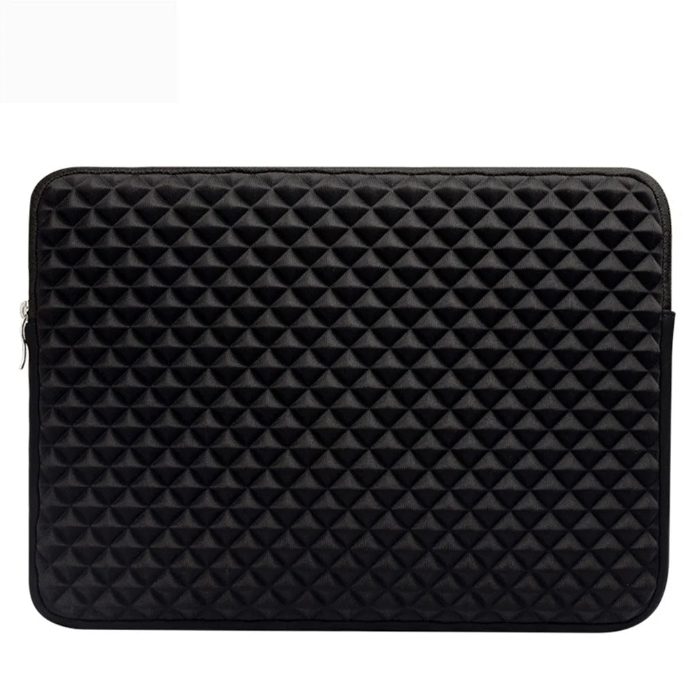 Stereo Grid PU Leather Shockproof Sleeve Bag for 15.4-inch MacBook Pro - Black - 2