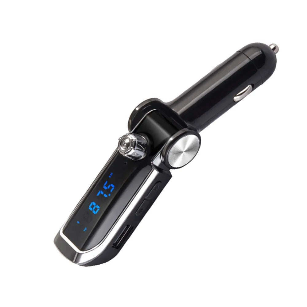 AB Foldable Car Bluetooth-compatible Kit FM Transmitter MP3 Player USB Car Charger - Black - 2