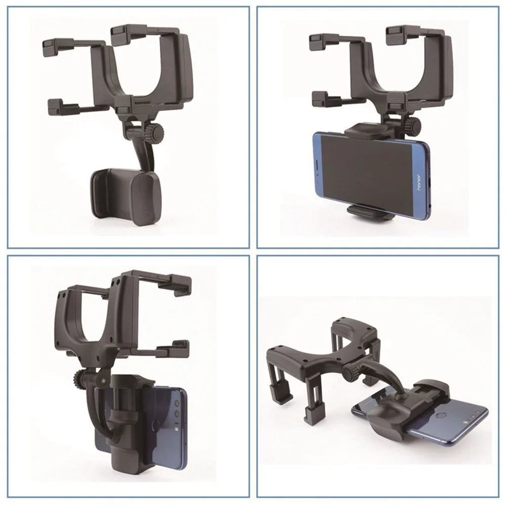 Universal Car Rearview Mirror Mount Phone Holder for iPhone Samsung Huawei GPS Smartphones - 6