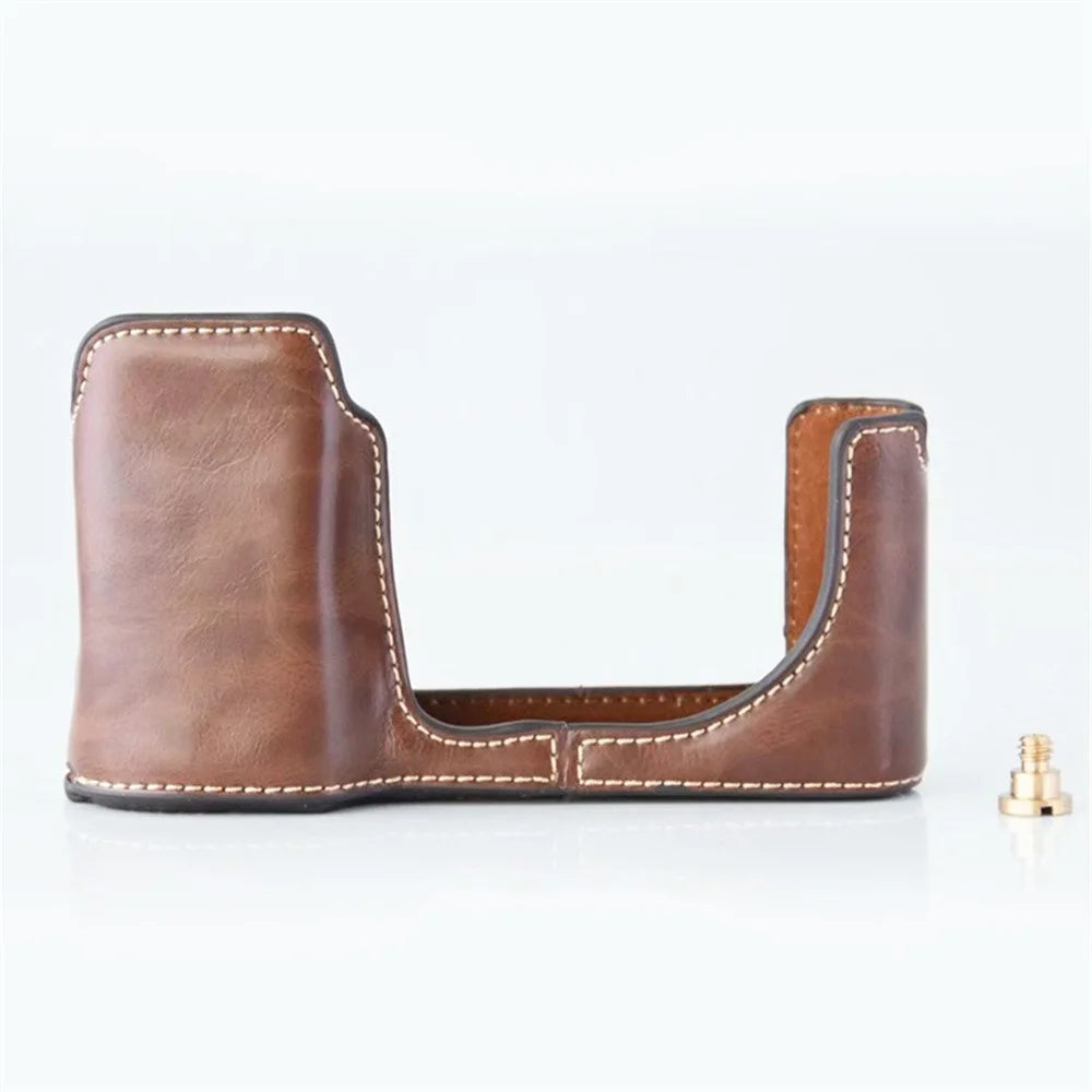 Camera Protection Bottom Case PU Leather Cover with Battery Opening for Leica T/TYP701 - Coffee - 2
