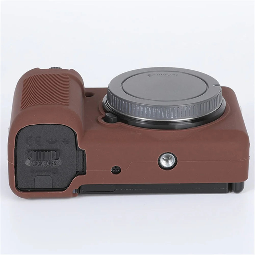 For Sony ZV-E10 ILDC Silicone Cover Anti-slip Dust-proof Anti-collision Silicone Camera Protective Cover - Coffee - 4