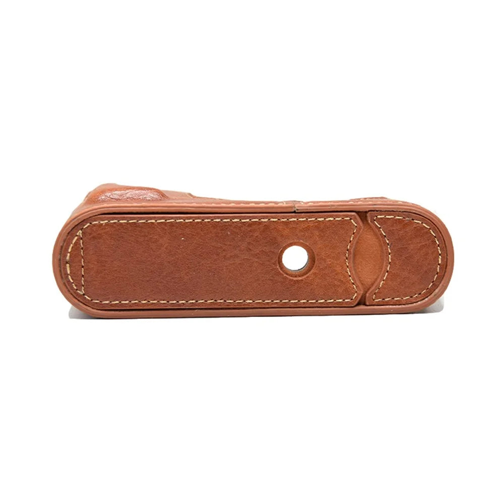 For Leica Q Detachable Textures Leather Camera Bottom Case Protective Half Body Cover Holder - Brown - 2