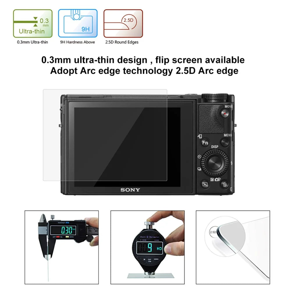 PULUZ PU5510 0.3mm 9H 2.5D Tempered Glass Screen Protector Guard for Sony RX100 A7M2 A7R A7R2 Cameras - 3