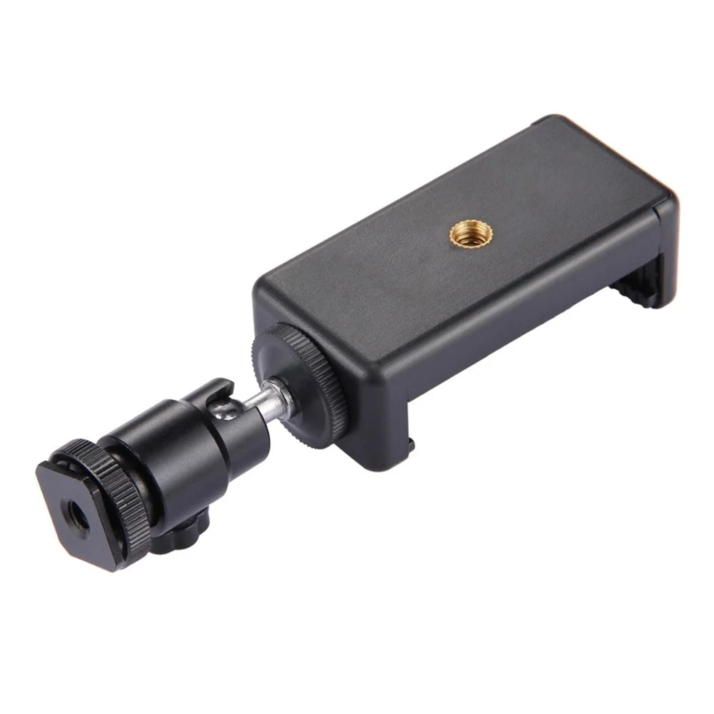 PULUZ PU214 1/4 inch Hot Shoe Tripod Head + Tripod Stand Clamp for Smartphones, Clamp Width: 6-7.6cm - 4