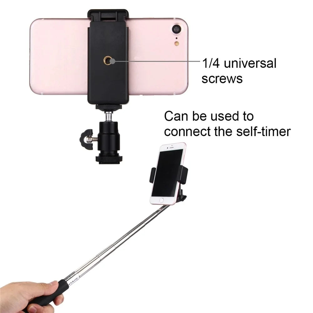 PULUZ PU214 1/4 inch Hot Shoe Tripod Head + Tripod Stand Clamp for Smartphones, Clamp Width: 6-7.6cm - 5