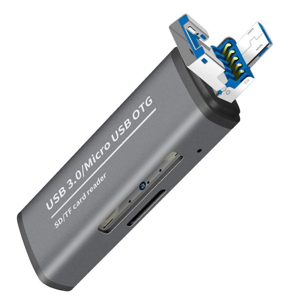 ADS-102 USB 3.0 Card Reader Expansion Card Micro USB to SD OTG Adapter for iOS Android Computer - Grey - 2