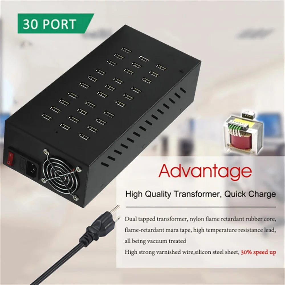 110 / 220V Multi-port USB Hub Quick Charger 30 Ports Charging Station for iPhone iPad - EU Plug - 2