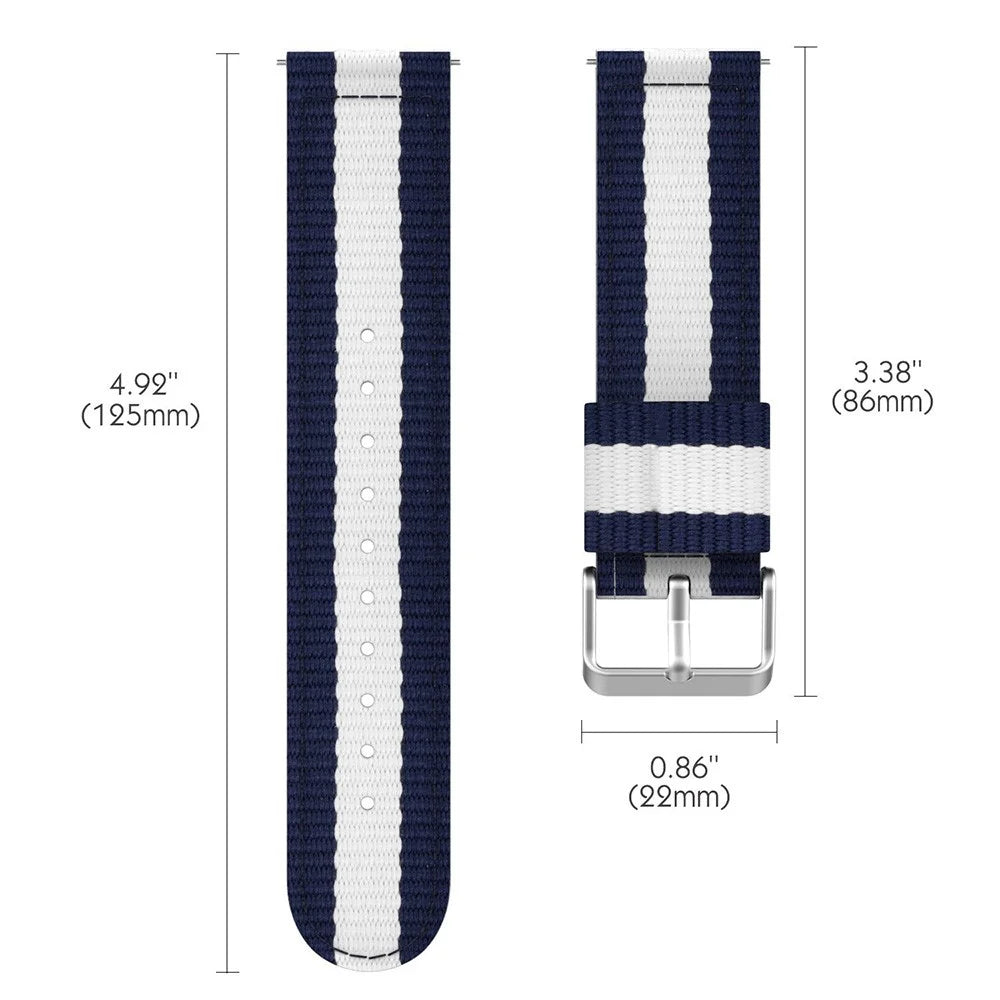 22mm Woven Nylon Adjustable Replacement Watch Band for Samsung Gear S3 Frontier / Classic - Dark Blue / White - 4