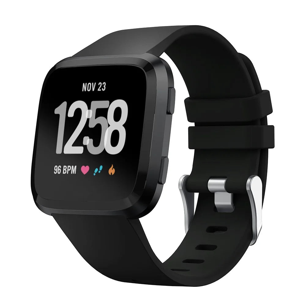 Adjustable Silicon Watch Wrist Band, Length: 102 + 95mm for Fitbit Versa - Black - 2