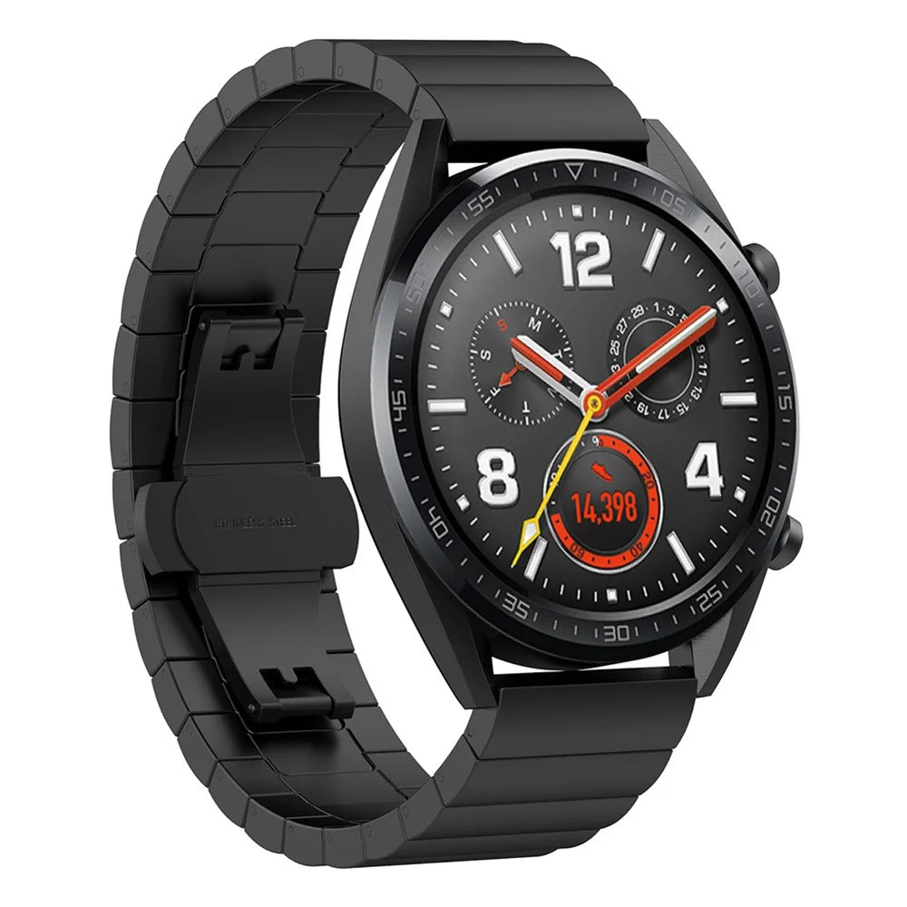22mm Stainless Steel Watch Band with Butterfly Buckle for Huawei Smart GT - Black - 2