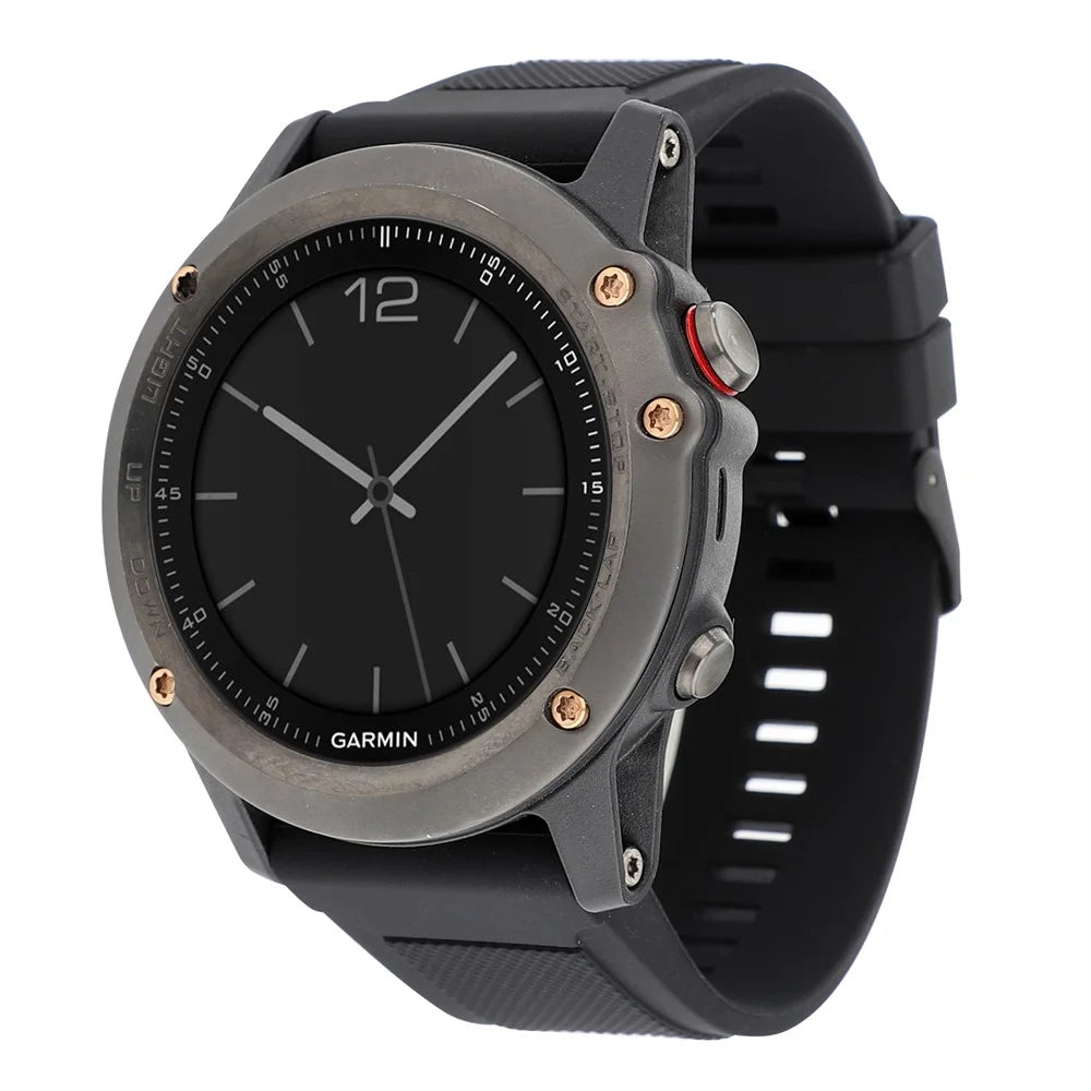 22mm Soft Textured Silicone Watch Band Wrist Bracelet for Garmin Fenix 5 / 5 Plus with Black Buckle - Black - 2