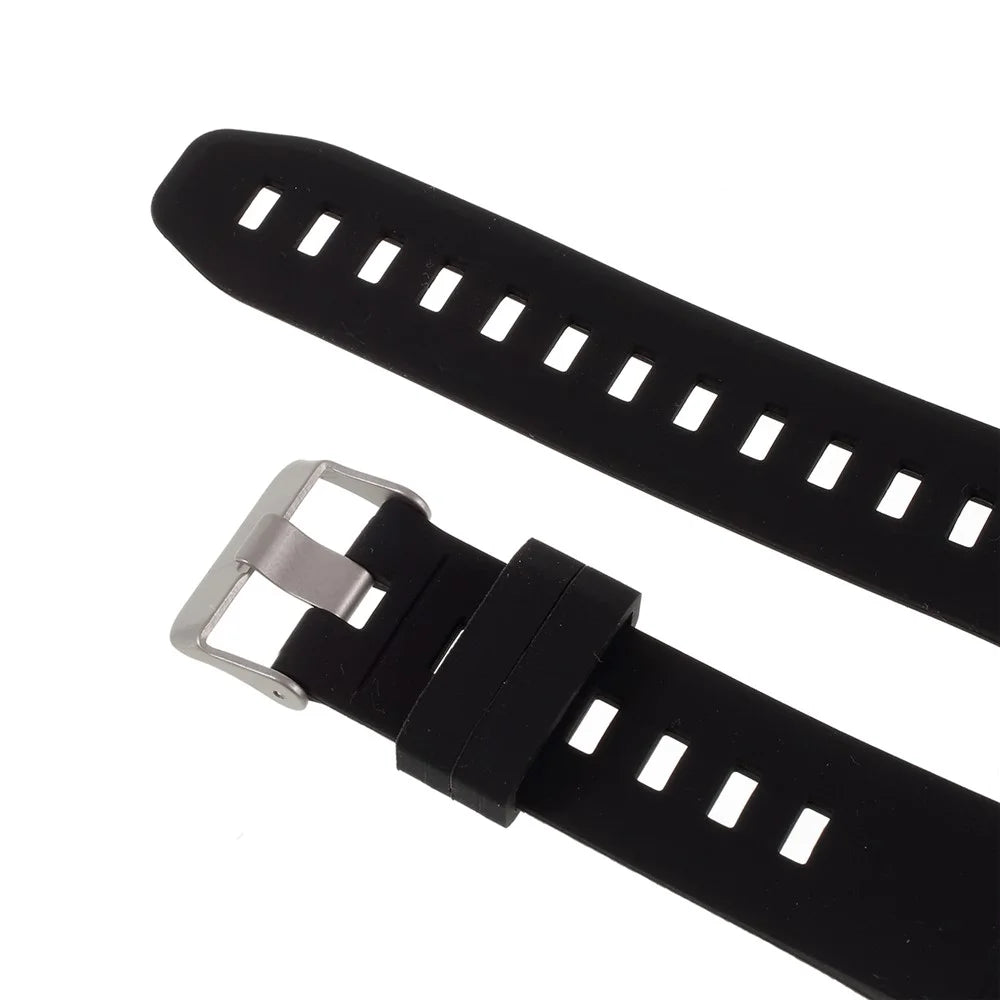 22mm Soft Textured Silicone Watch Strap for Garmin Fenix 5 / 5 Plus / Forerunner 935, Adjustable Watchband with Silver Color Buckle - Black - 6