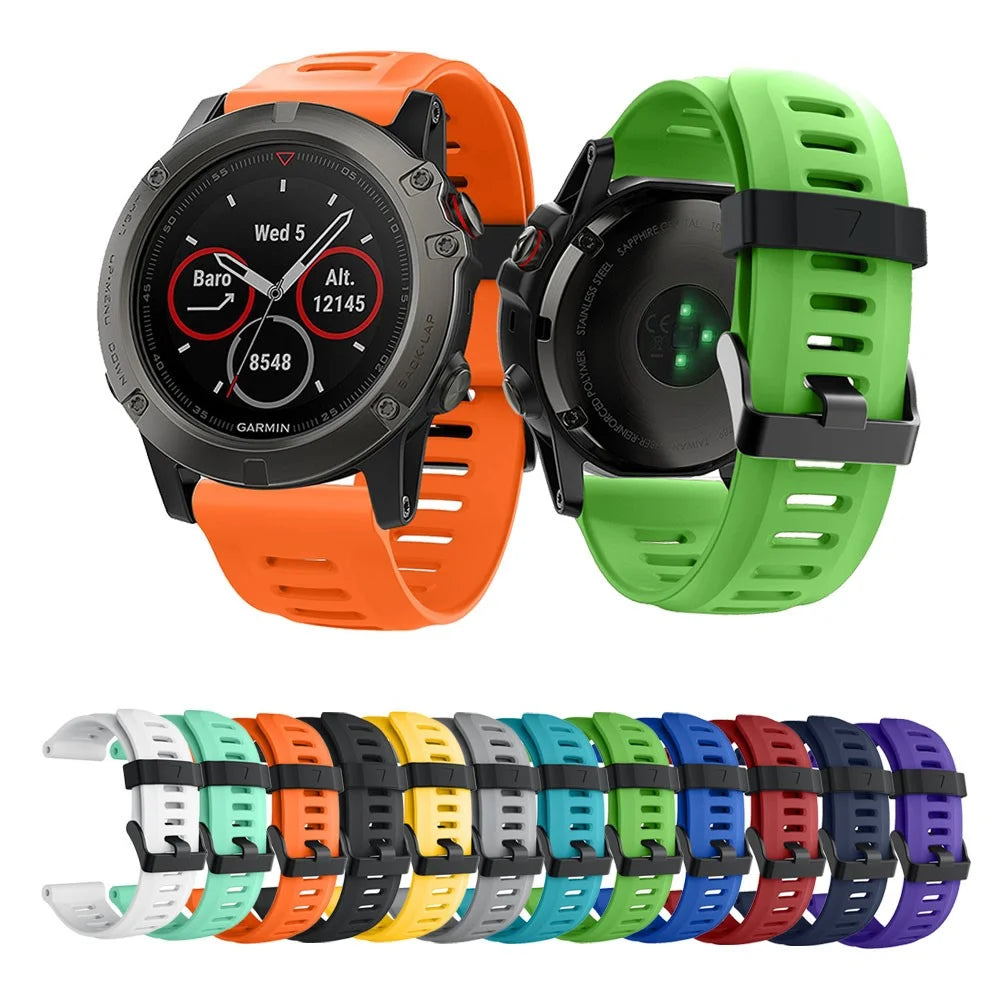 Silicone Watch Band Bracelet for Garmin Fenix 5X/Fenix 3 Metal Buckle Smart Watch Strap - White - 5