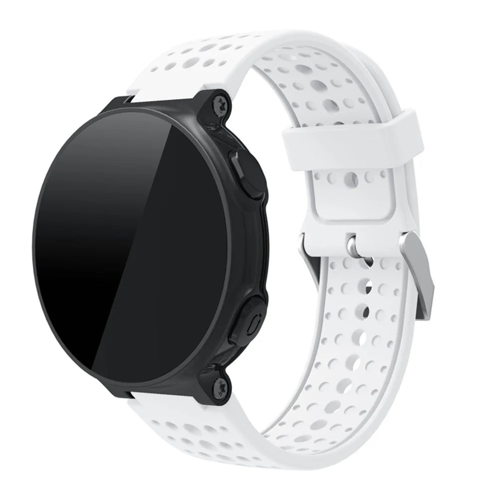 Round Holes Silicone Watch Band Strap for Garmin Forerunner 220 / 230 / 235 / 620 / 630 - White - 3