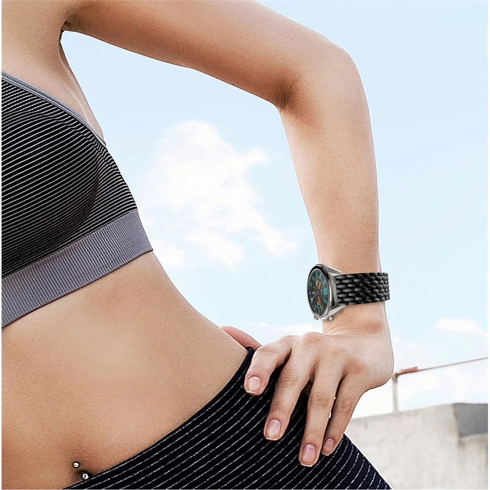 For Huawei Watch GT / Samsung Galaxy Watch 46mm / Samsung Gear S3 Frontier / Gear S3 Frontier 22mm S3 Alloy Butterfly Clasp Watch Strap Link Bracelet - Black - 5