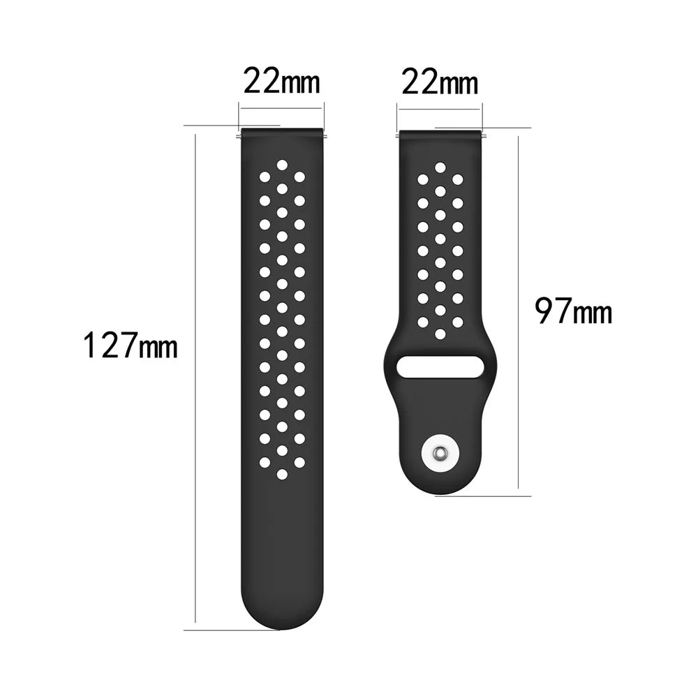 22mm Breathable Holes Silicone Bracelet Wrist Strap Replacement for Garmin Venu 3 / POLAR Vantage M Smartwatch Band - Black - 5