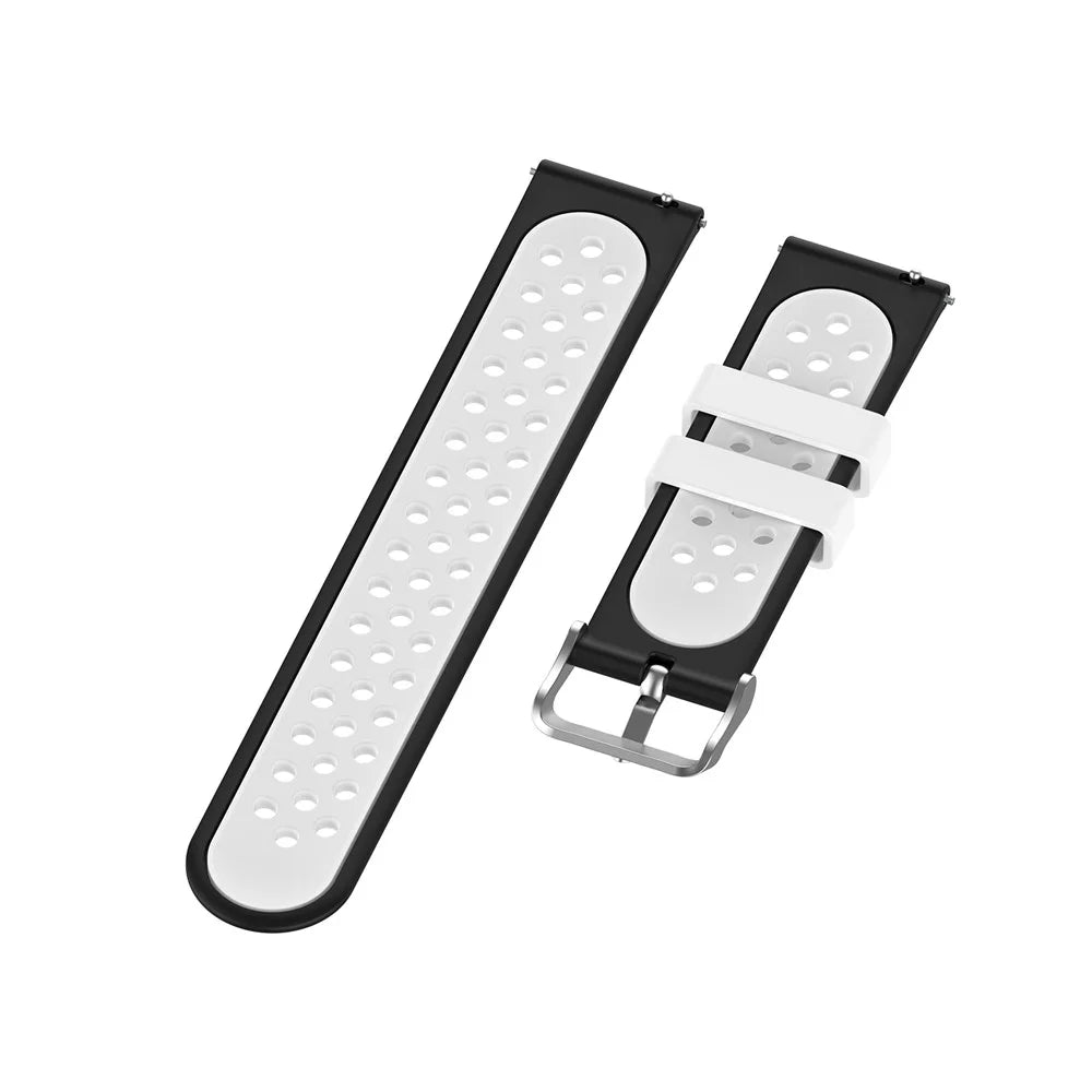 18mm Dual Color Silicone Smart Watch Band for Xiaomi Mi Watch - Black/White - 5