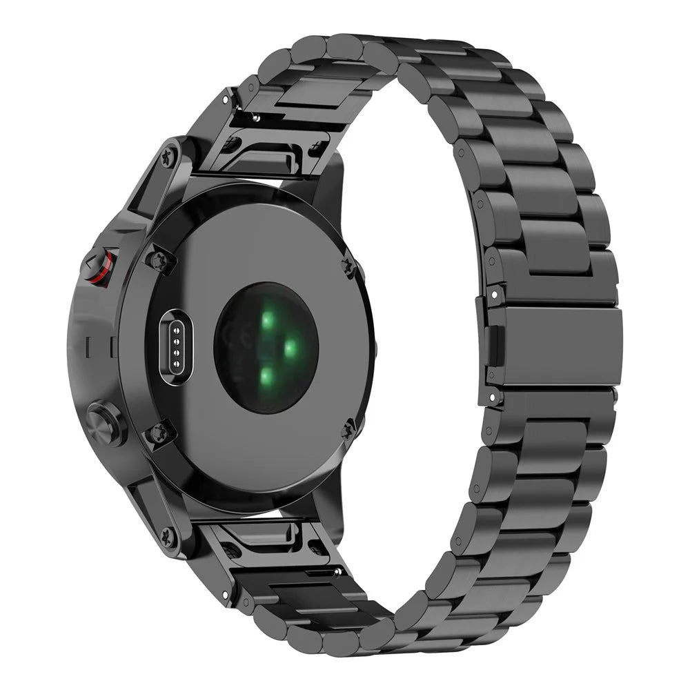 For Garmin Fenix 8 / E 47mm / 7 / 6 GPS / 5 Stainless Steel Watch Strap 22mm Quick Release Watchband with Folding Clasp - Black - 1